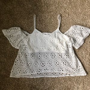BB Dakota White Eyelet Off the Shoulder Top